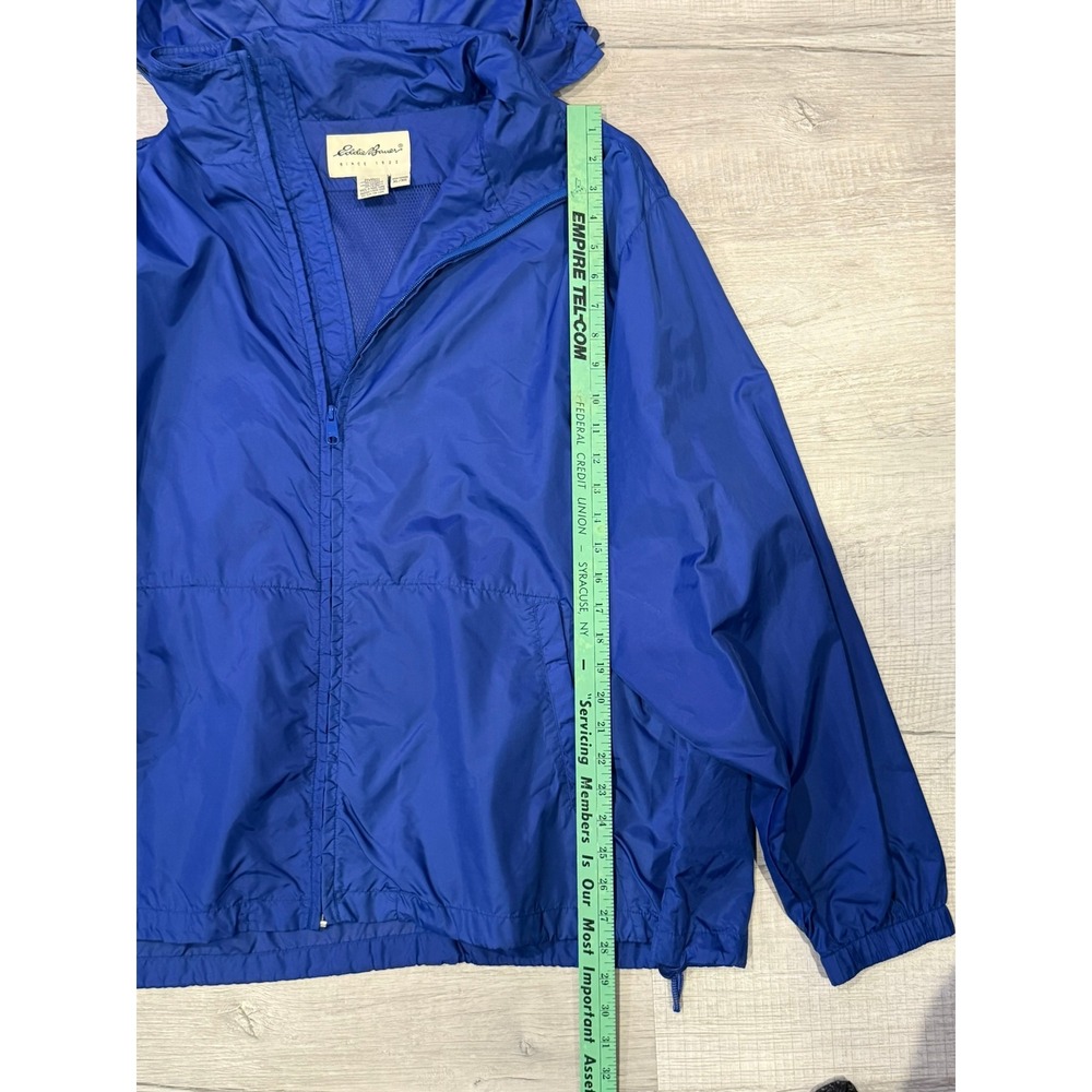 Eddie Bauer Windbreaker Jacket Mens XL Blue Gorpcore Vintage Hooded Full Zip - Picture 4 of 8